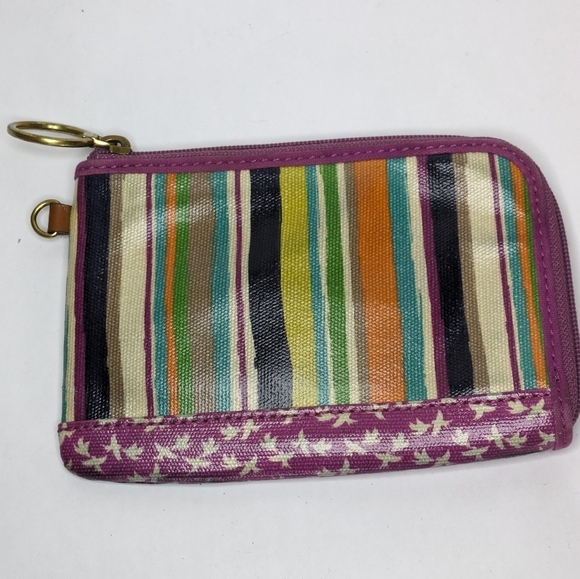 Fossil Purse/Wallet Woman Line Print Purple Canvas / PVC Zip Closer Pre-loved - Picture 3 of 6